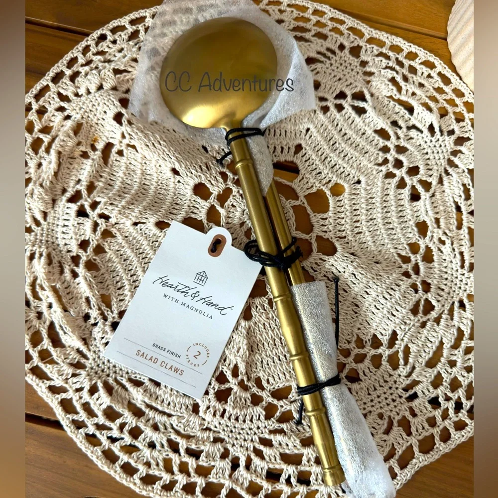 Hearth & Hand Brass Finish Salad Fork and Spoon 2 piece Set